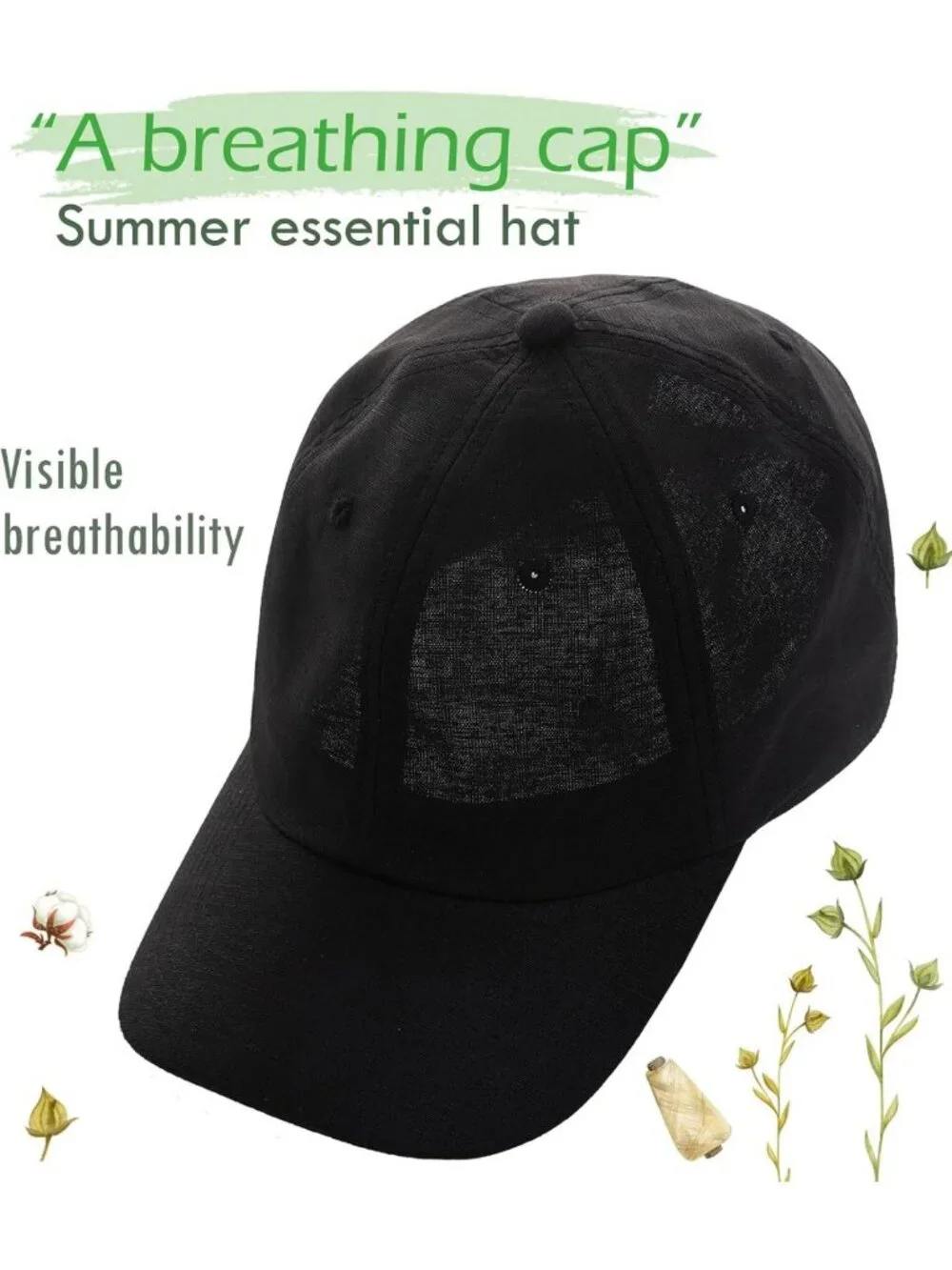 Summer Linen Cotton Baseball Cap - Ultra-Ventilated Adjustable Dad Hat for All